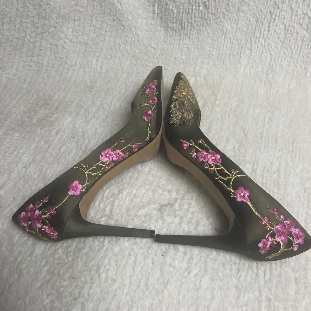 INC International Concepts Olive Floral Embroidered Heels - Picture 7 of 12